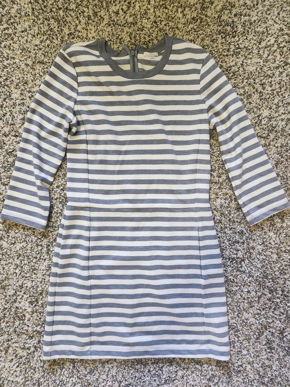 GAP Girls Gray and White Striped Knit Dress